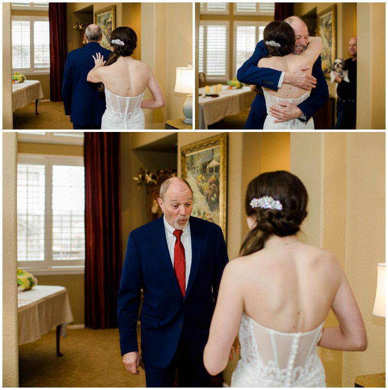 Highlands Ranch Mansion Wedding First Look with Dad