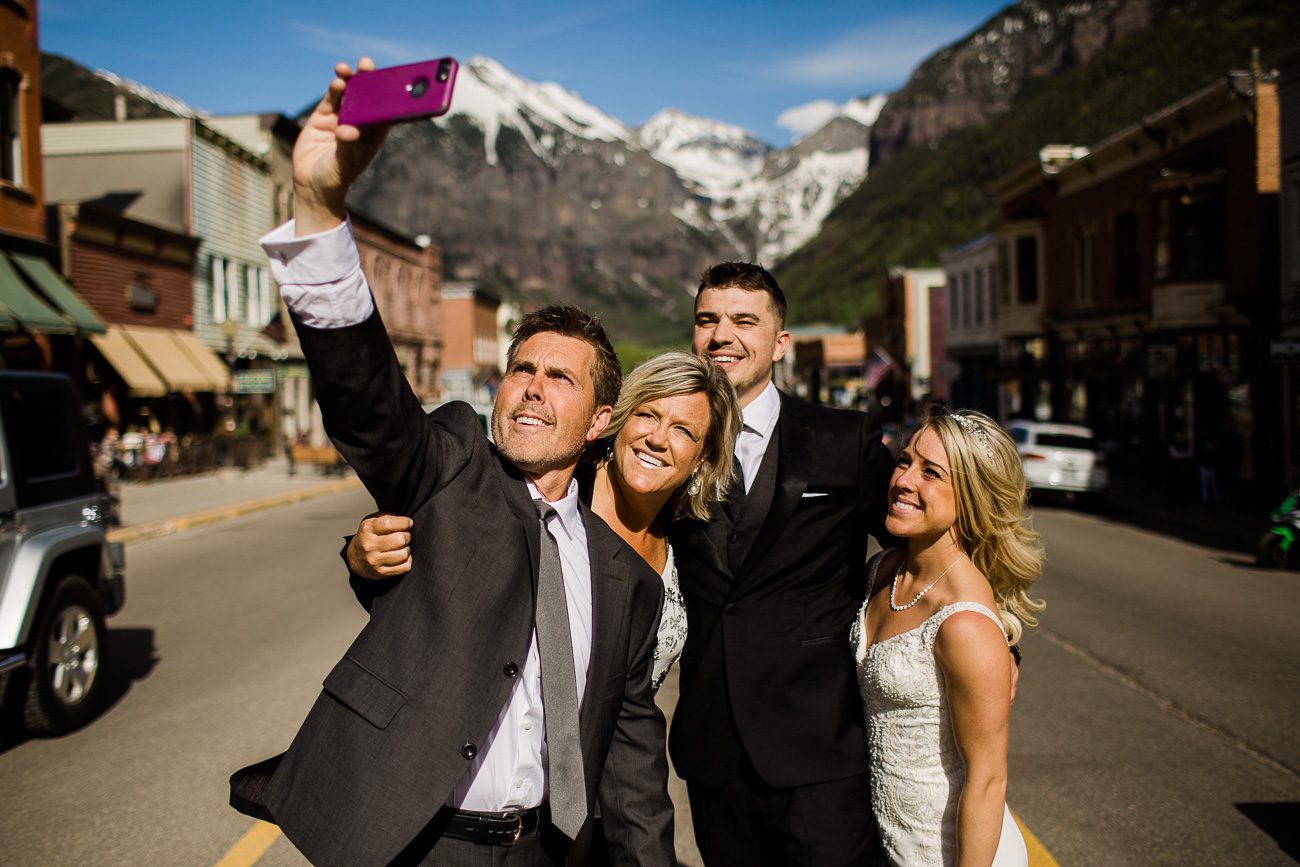 Wedding photo in downtown telluride colorado