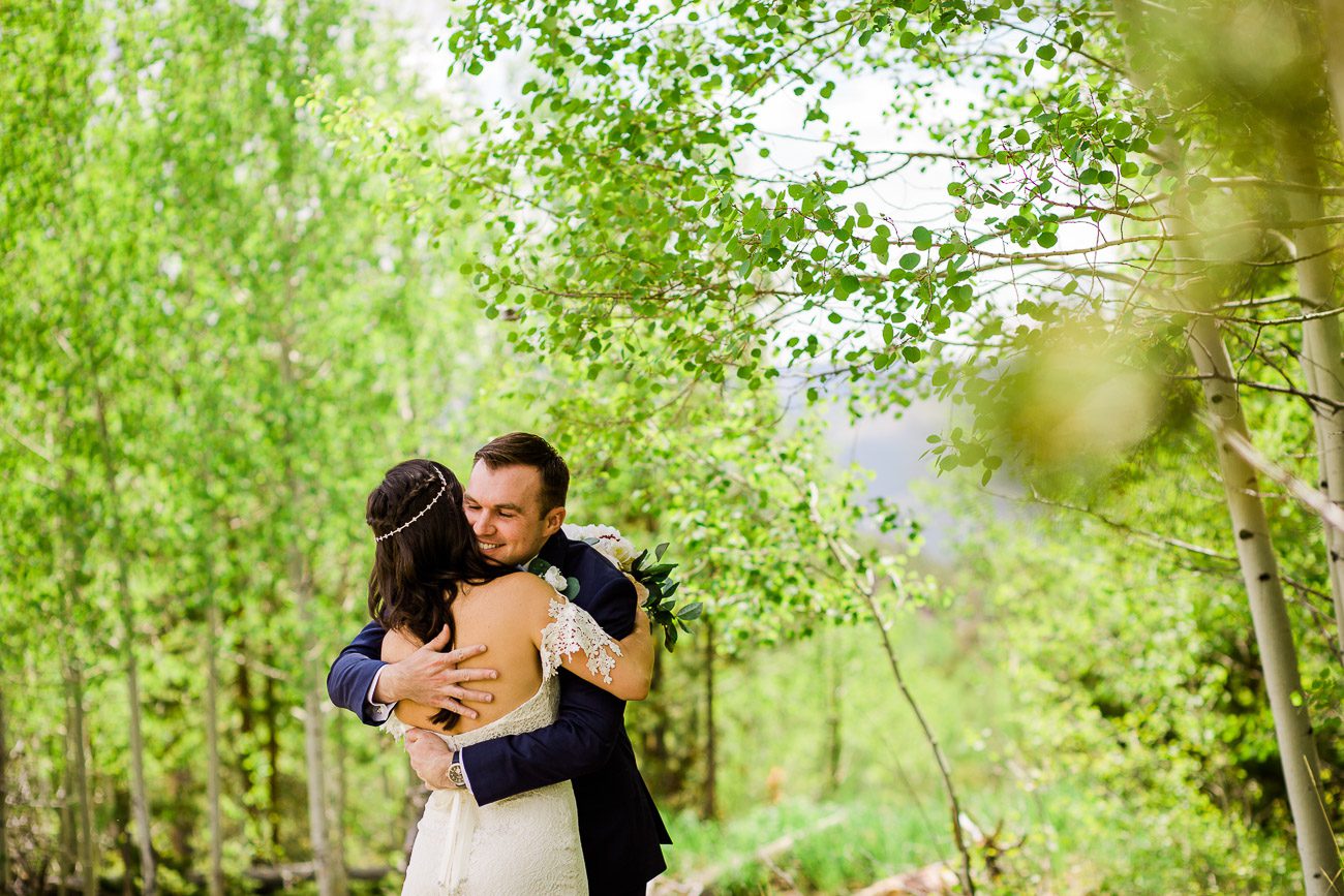 First Look at Wedding with Aspen Trees