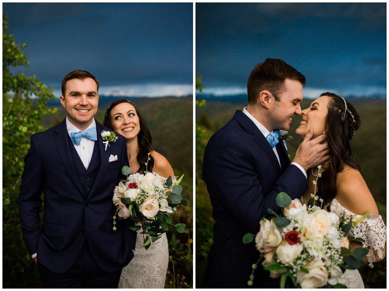 Sunset Photos of Wedding Couple at Granby Ranch