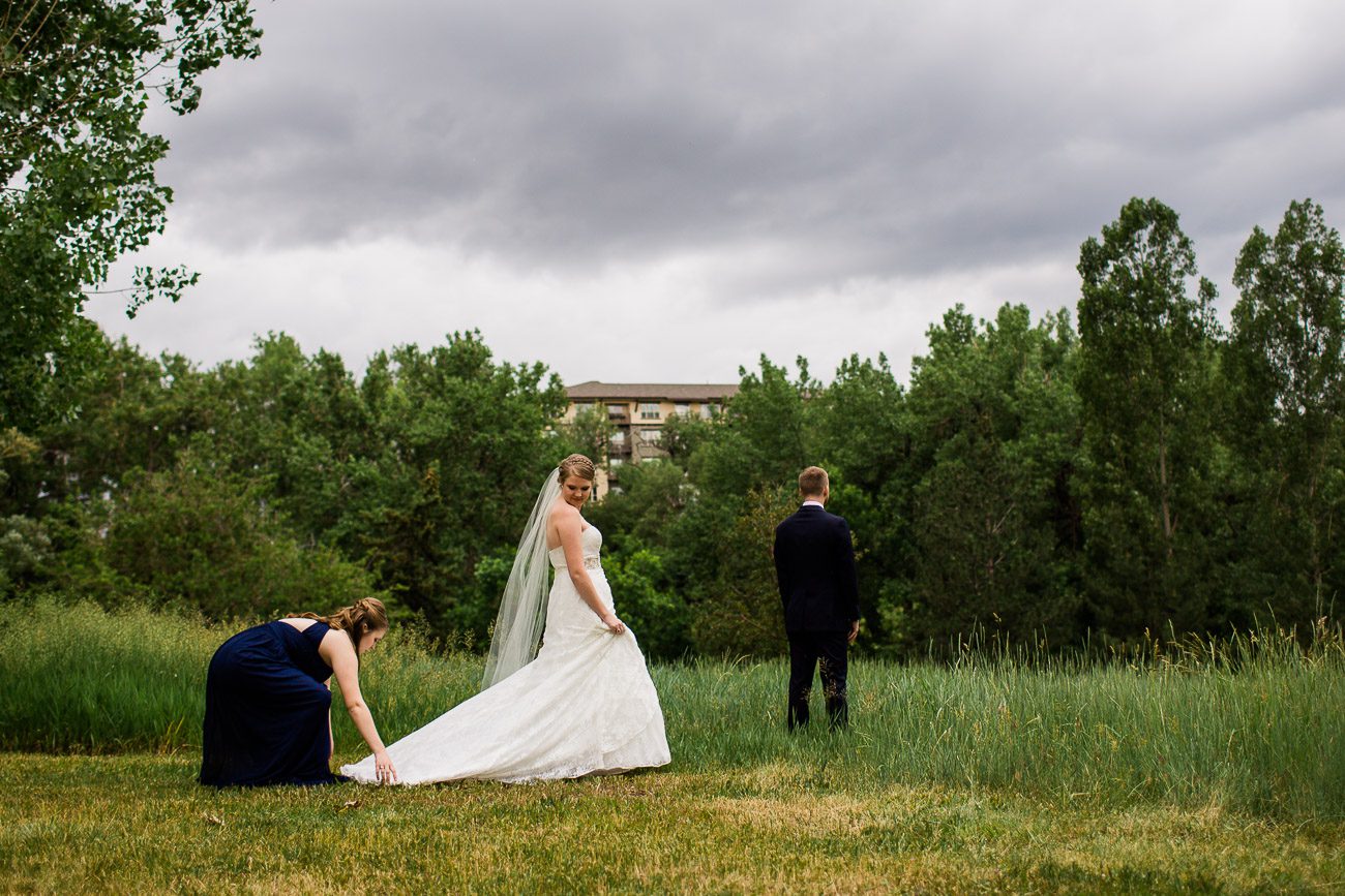 First look at wedding in Denver