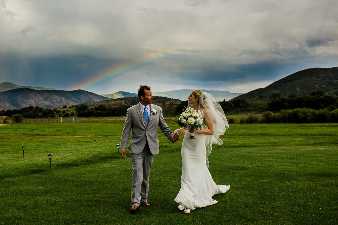 Bride and Groom with Rainbow Picture