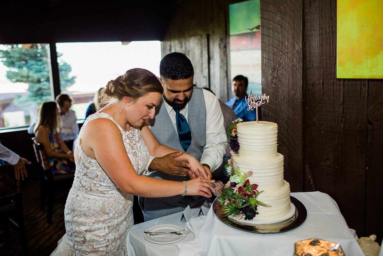 Simms Steakhouse Wedding Reception Cake Cutting