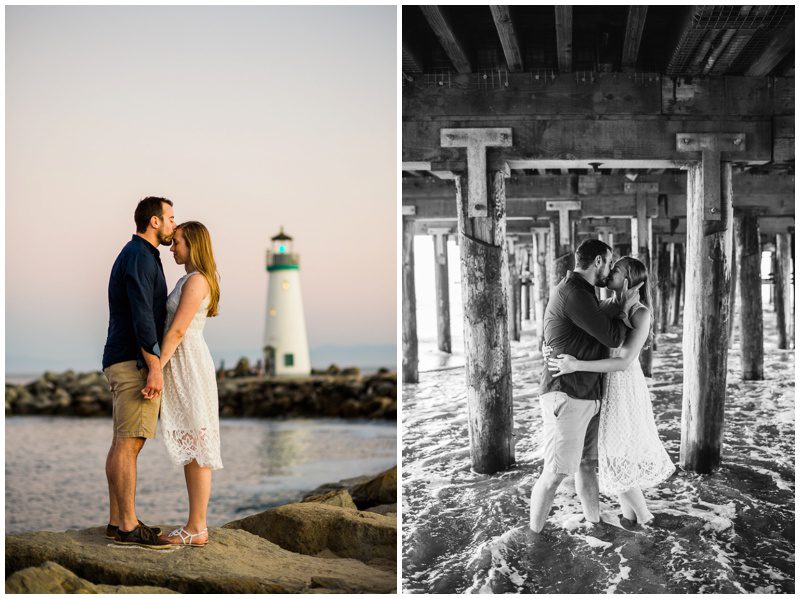 Beach Engagement Photos with Lighthouse
