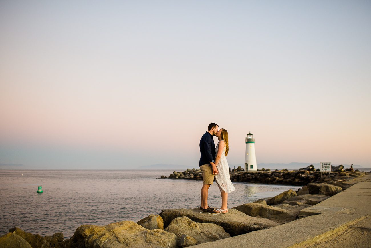 Santa Cruz California Engagement Photos with Lighthouse