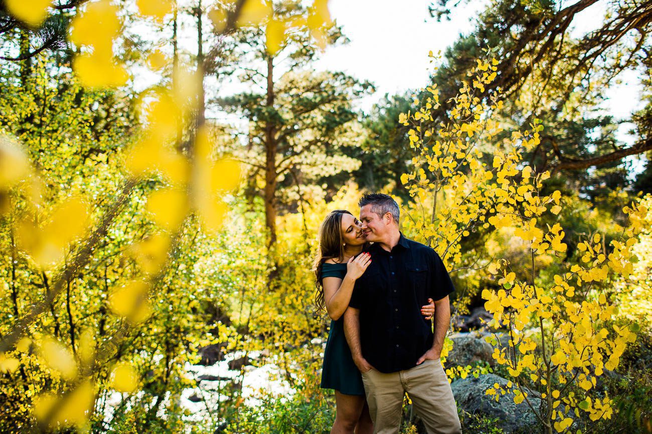 Engagement Photo with Aspen Leaves