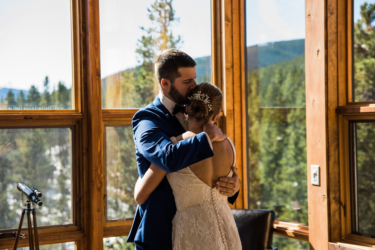 First look at wedding in Breckenridge Colorado