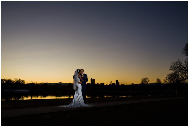 Sunset Wedding Photos at City Park Denver Colorado