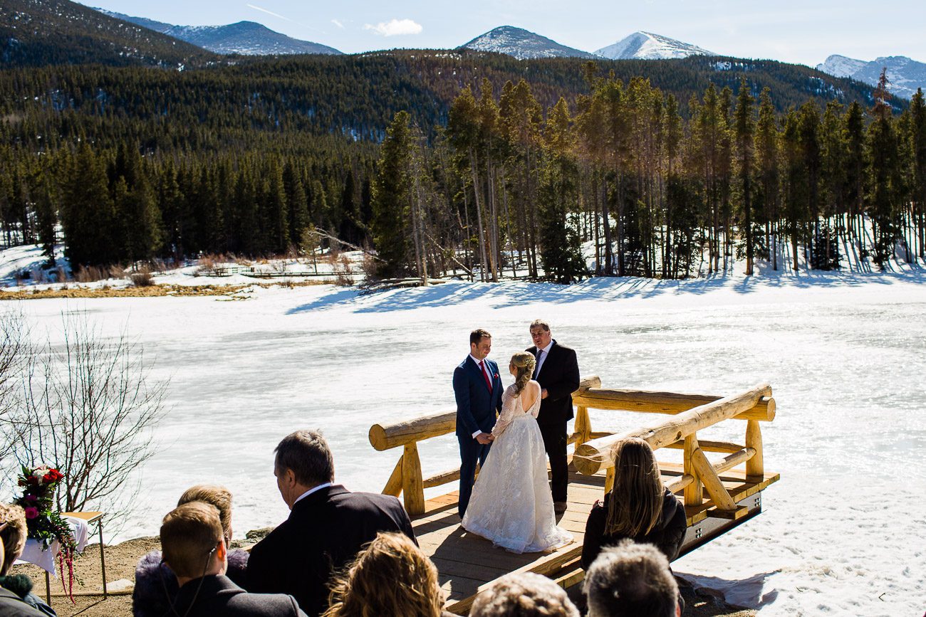 Wedding ceremony at Sprague Lake in Colorado