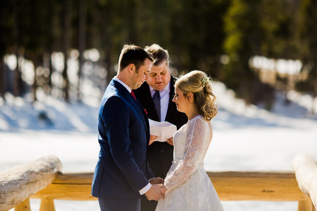 Wedding ceremony at Sprague Lake in Colorado