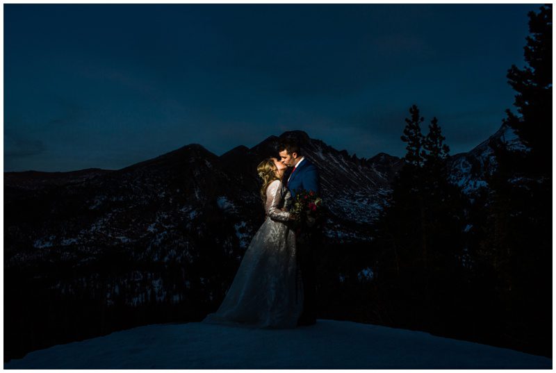 Dream Lake Wedding Pictures at Night in RMNP Colorado