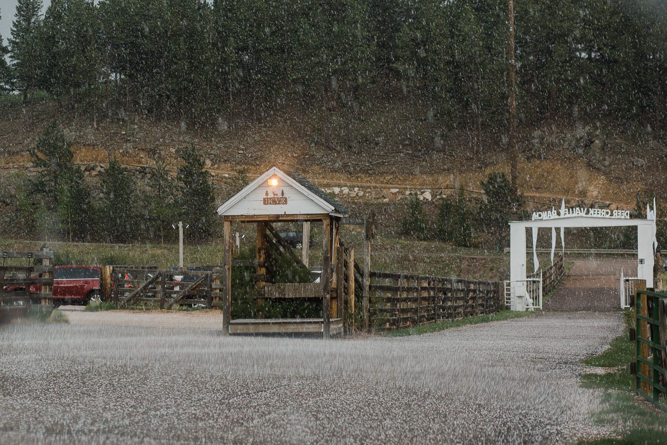 Rainy wedding at Deer Creek Valley Ranch