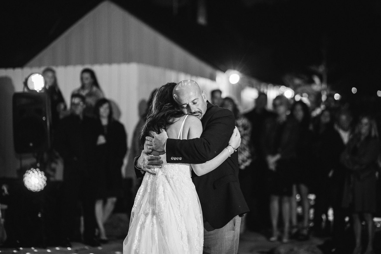 Patio first dance at wedding outside Deer Creek Valley Ranch