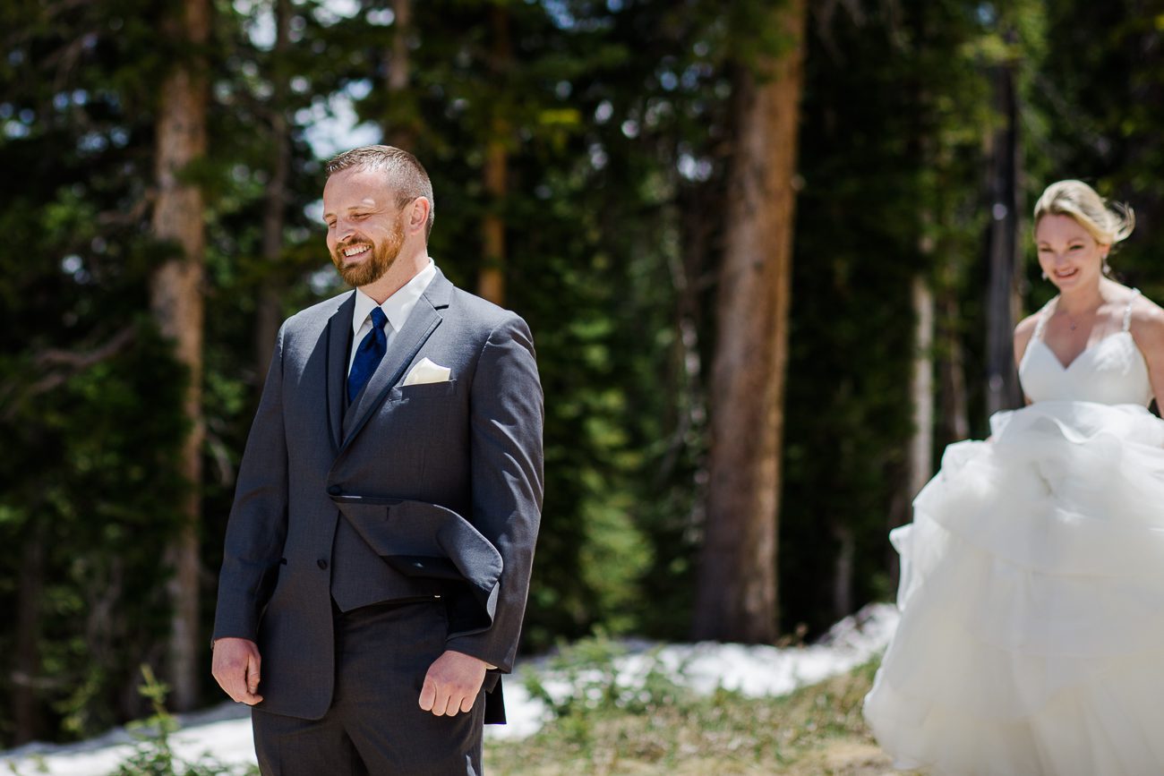 Red Lady Crested Butte Colorado wedding photos first look