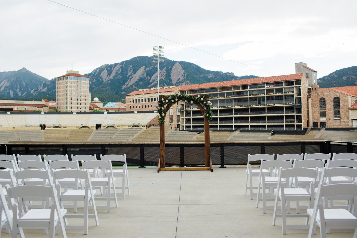 Folsom Field wedding ceremony set up
