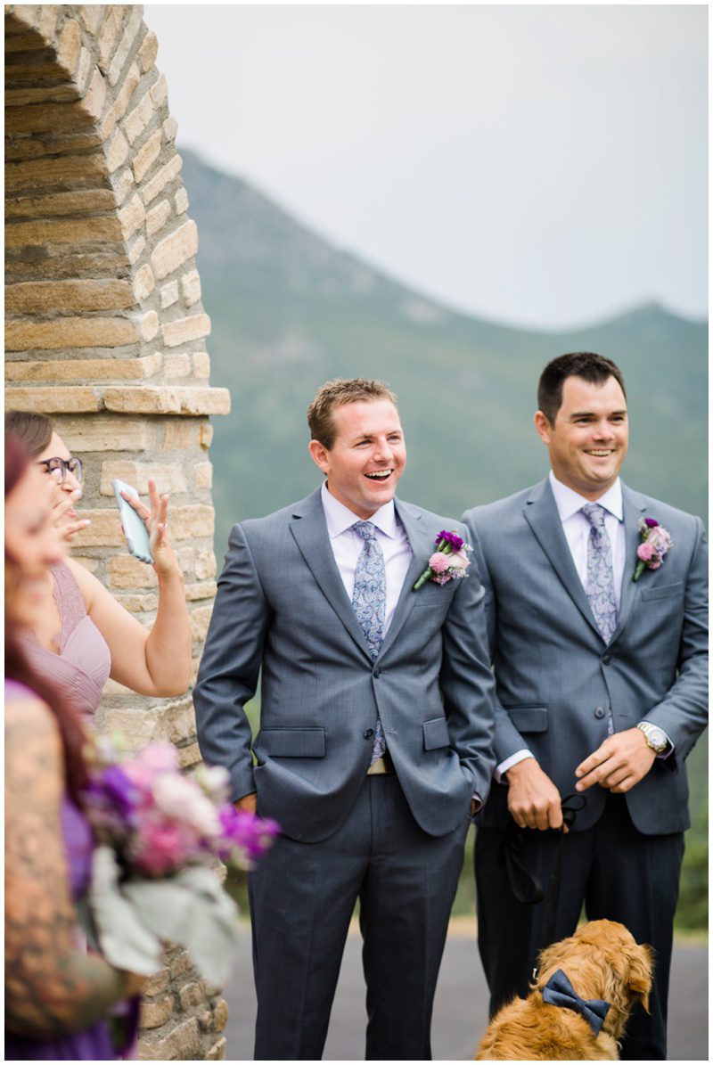 Groom's reaction to bride walking down the aisle
