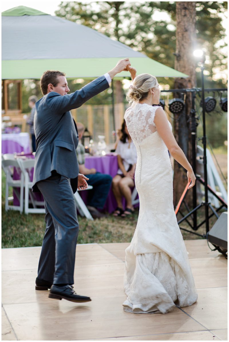 Backyard wedding reception dance