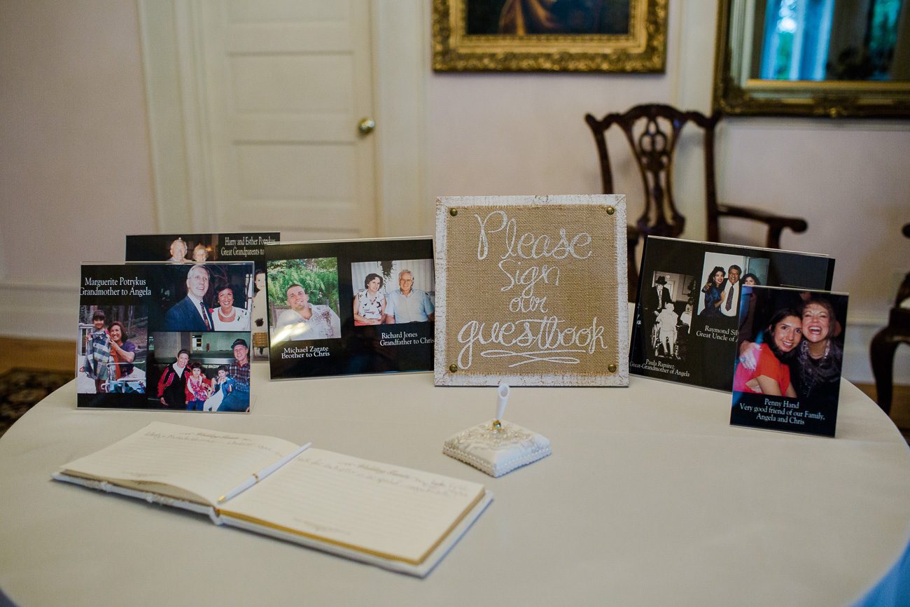 Guest book table at wedding
