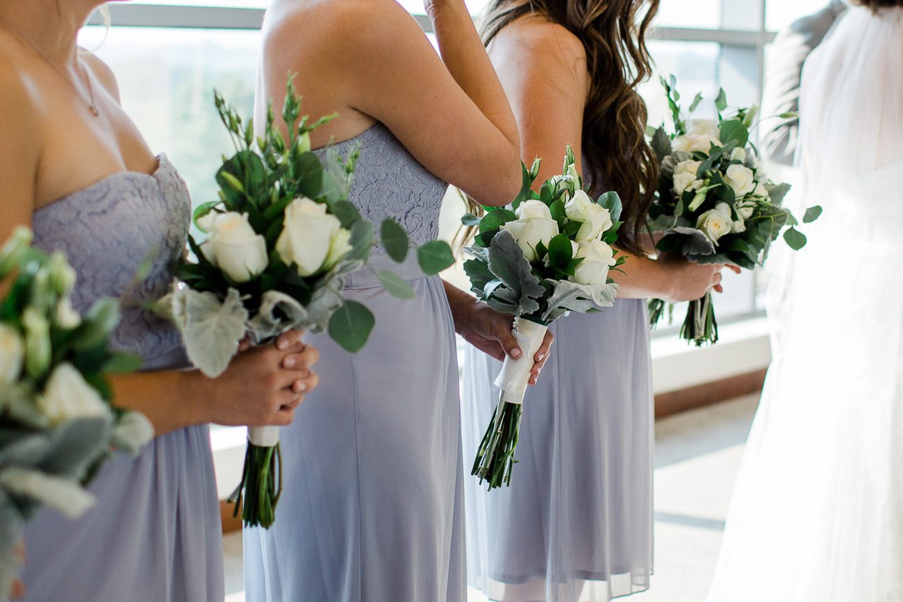 Bridesmaids dresses and flowers