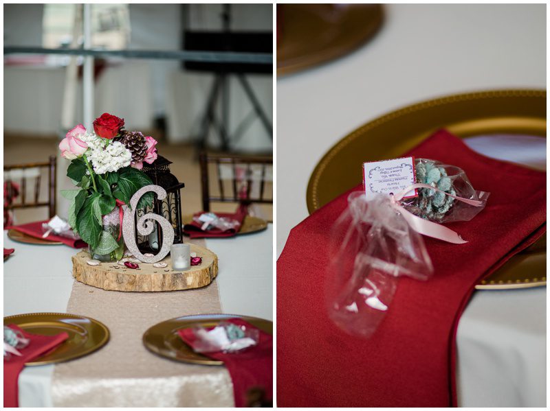 Red and pink wedding details
