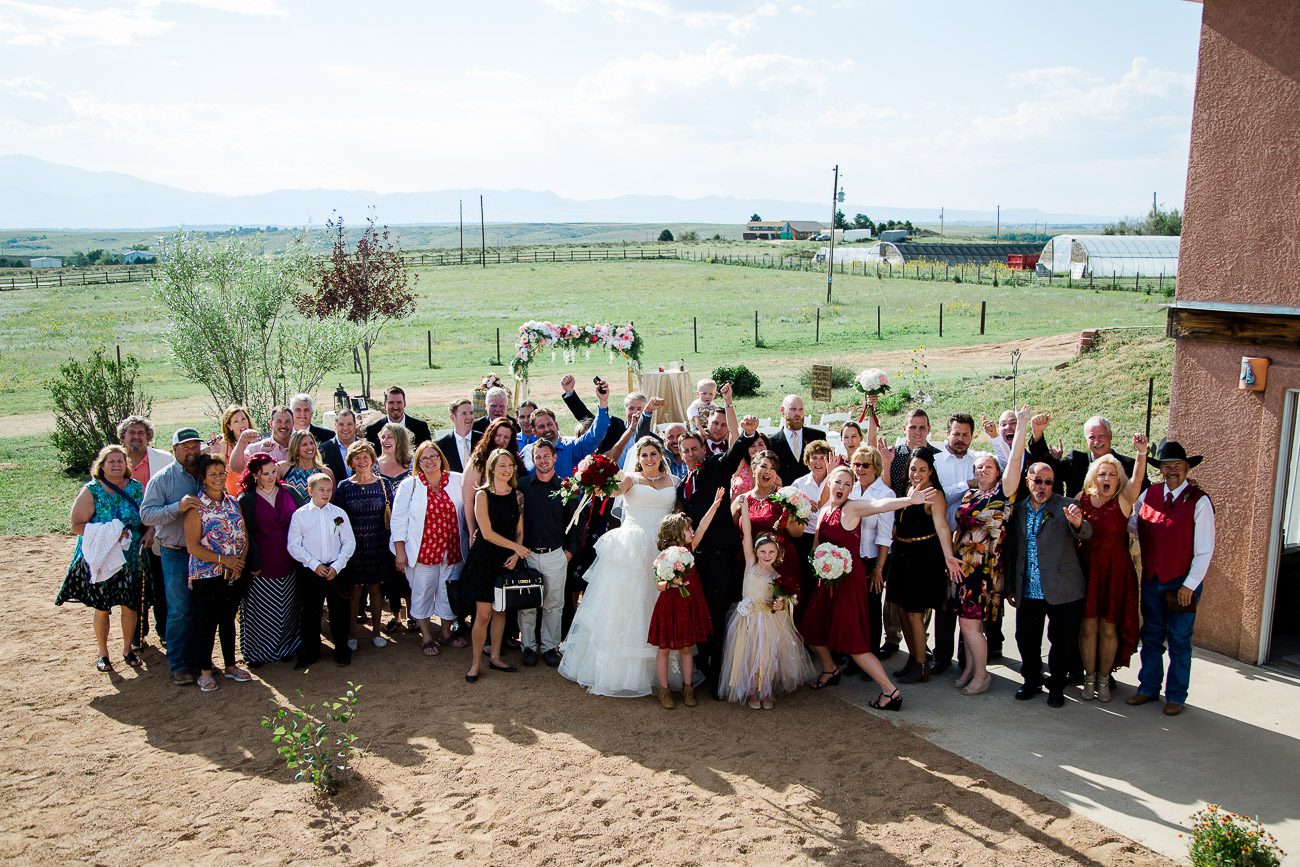 Backyard wedding group photo