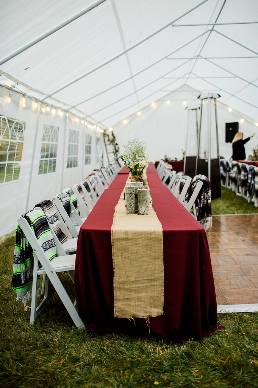 VRBO tent wedding reception
