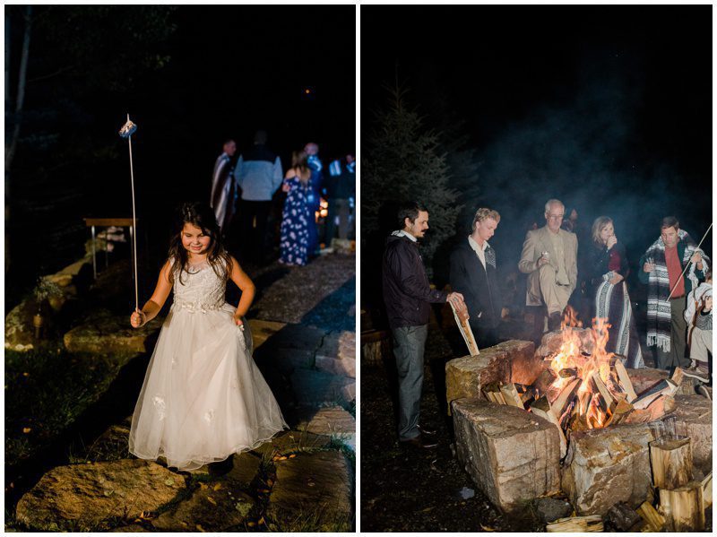 Backyard wedding with campfire