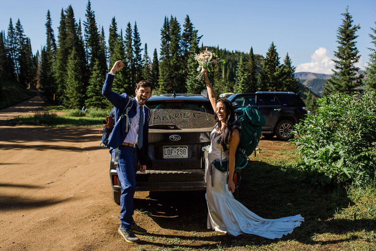 Just married elopement picture