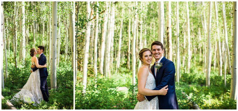Colorado wedding photos with aspens