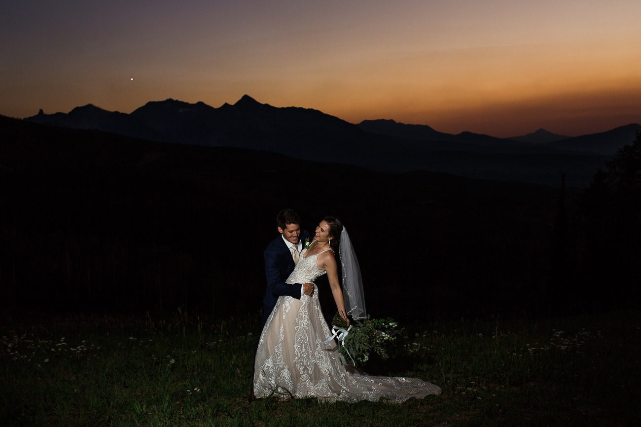 Sunset wedding photo Telluride Colorado