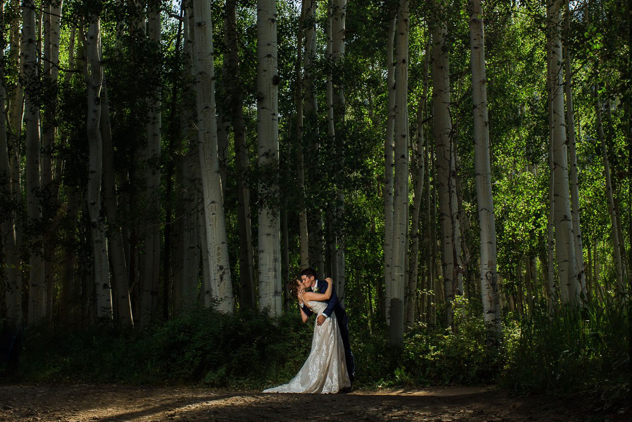 Colorado wedding photo with aspens