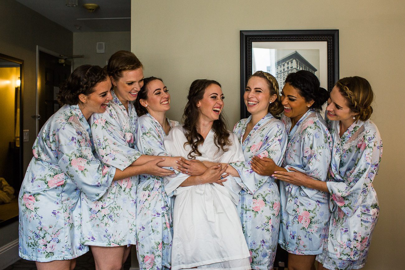 Bridesmaids in robes photo