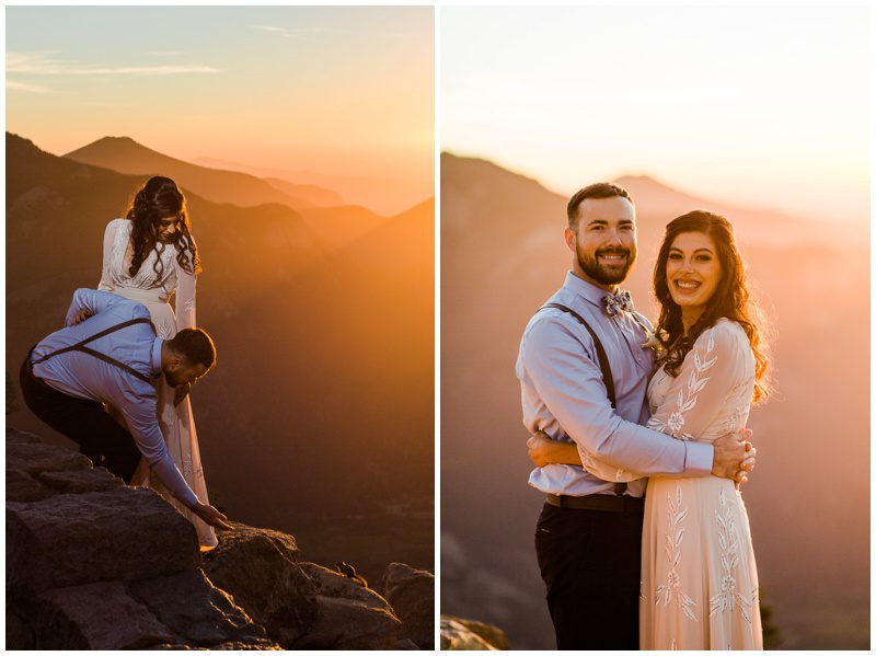 Sunrise elopement photos in Rocky Mountain National Park