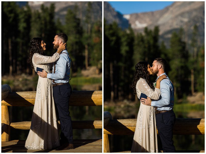 Sprague Lake elopement first kiss