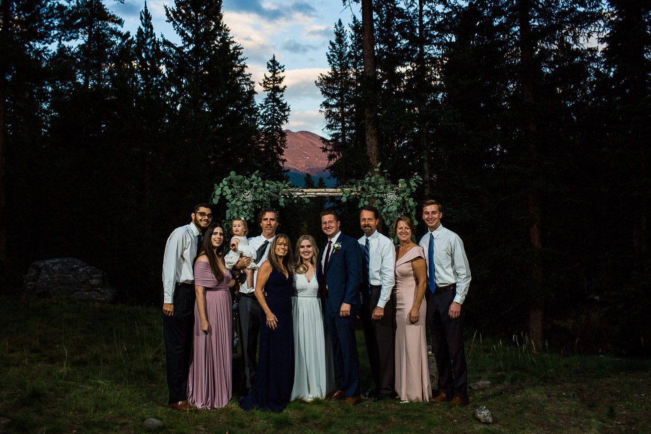 Sunset family photo at wedding