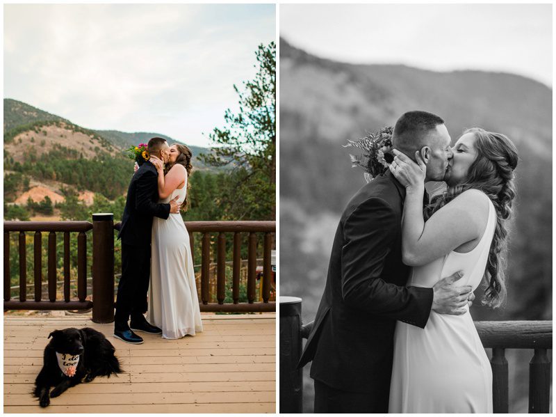 Airbnb wedding deck first kiss