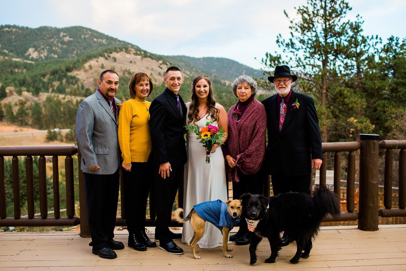 Family photos at Airbnb Colorado wedding