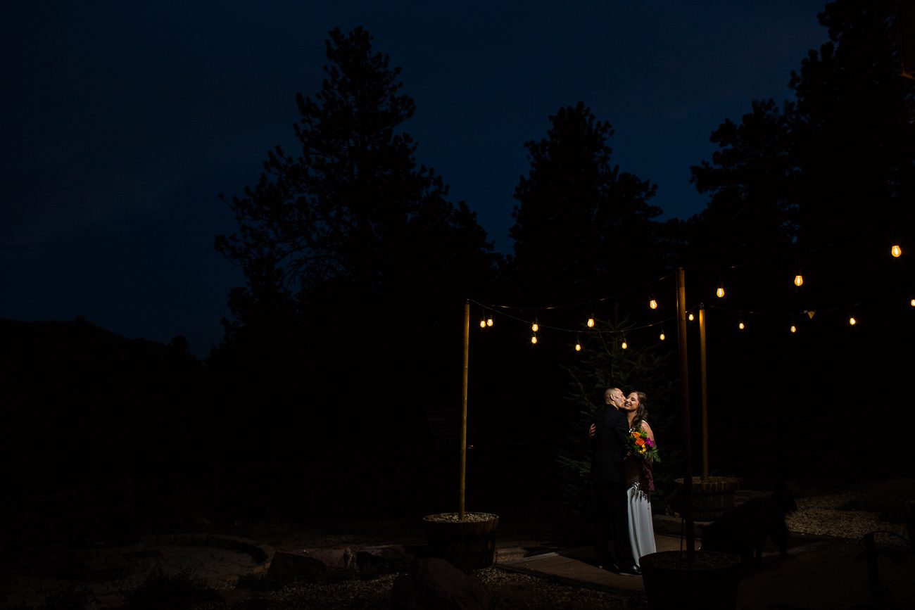 Woodland Park wedding photo at night