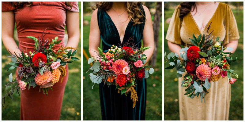 Fall bridesmaid dresses and flowers