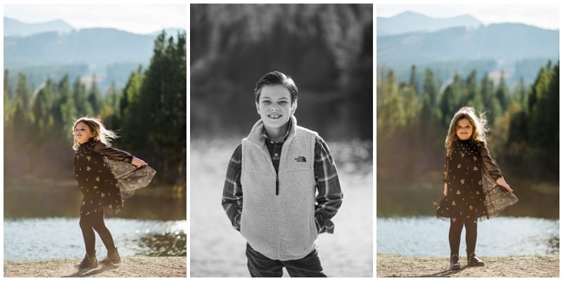 Family photos of kids in the mountains