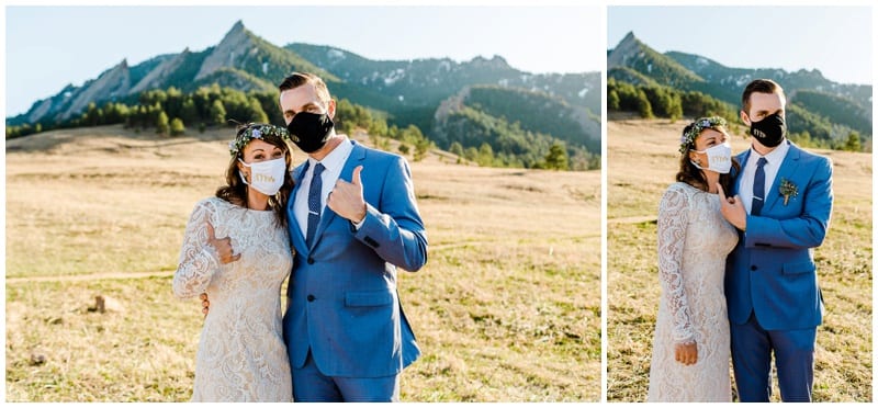 Covid wedding photos with masks