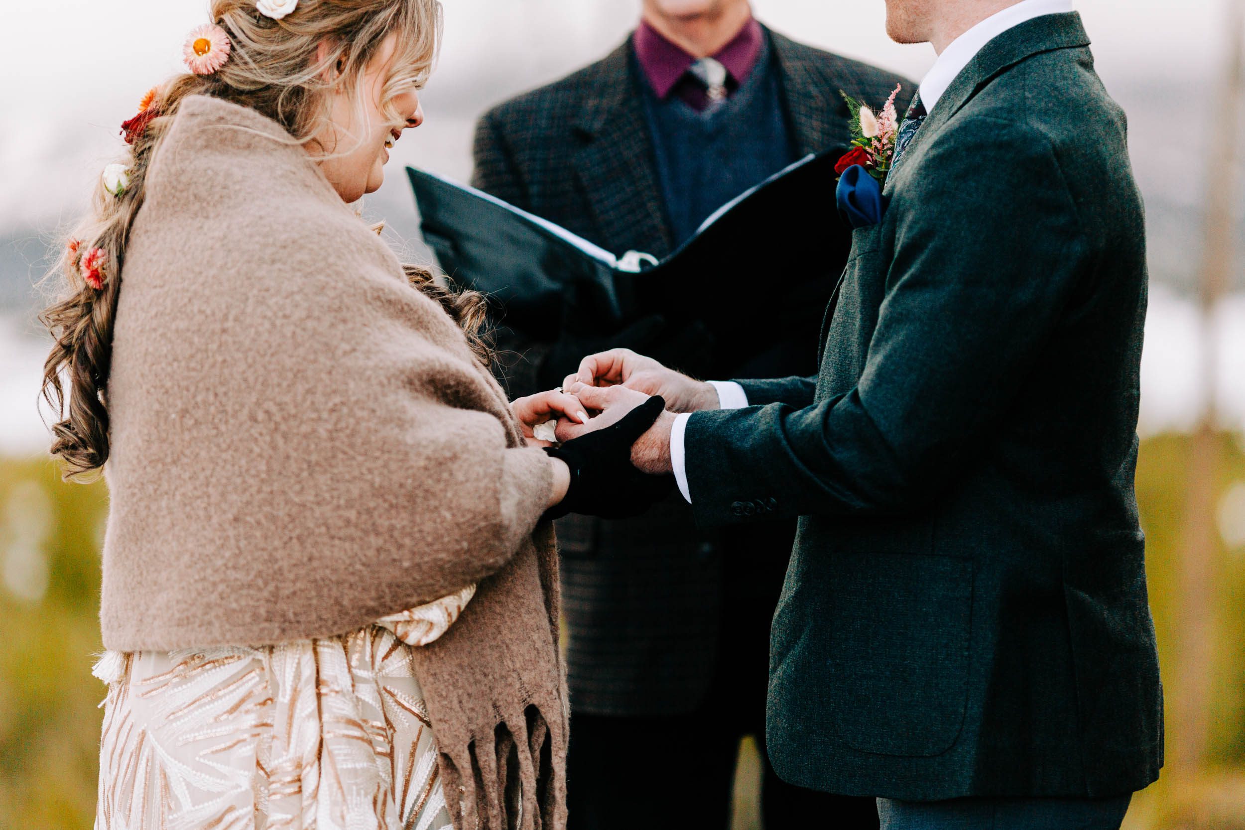 exchanging rings at elopement