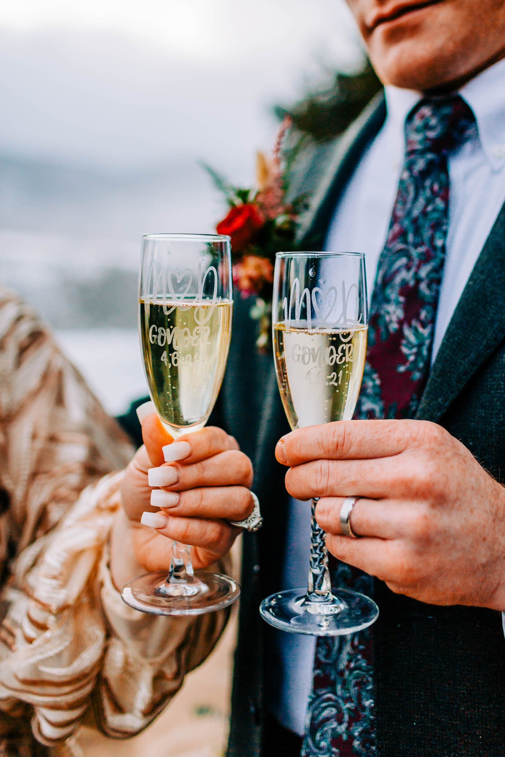 champagne at elopement
