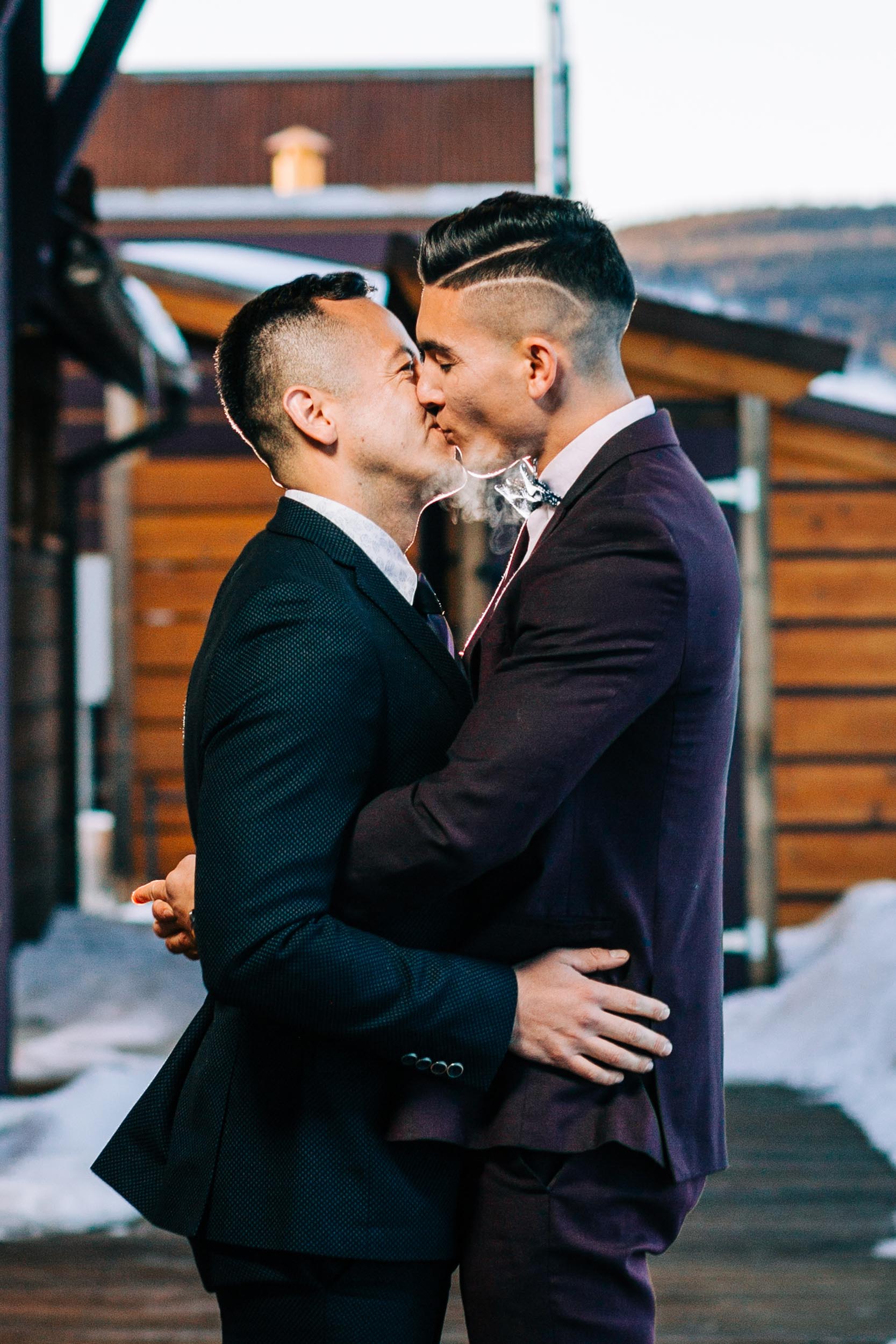 Same sex mountain wedding photos in Colorado