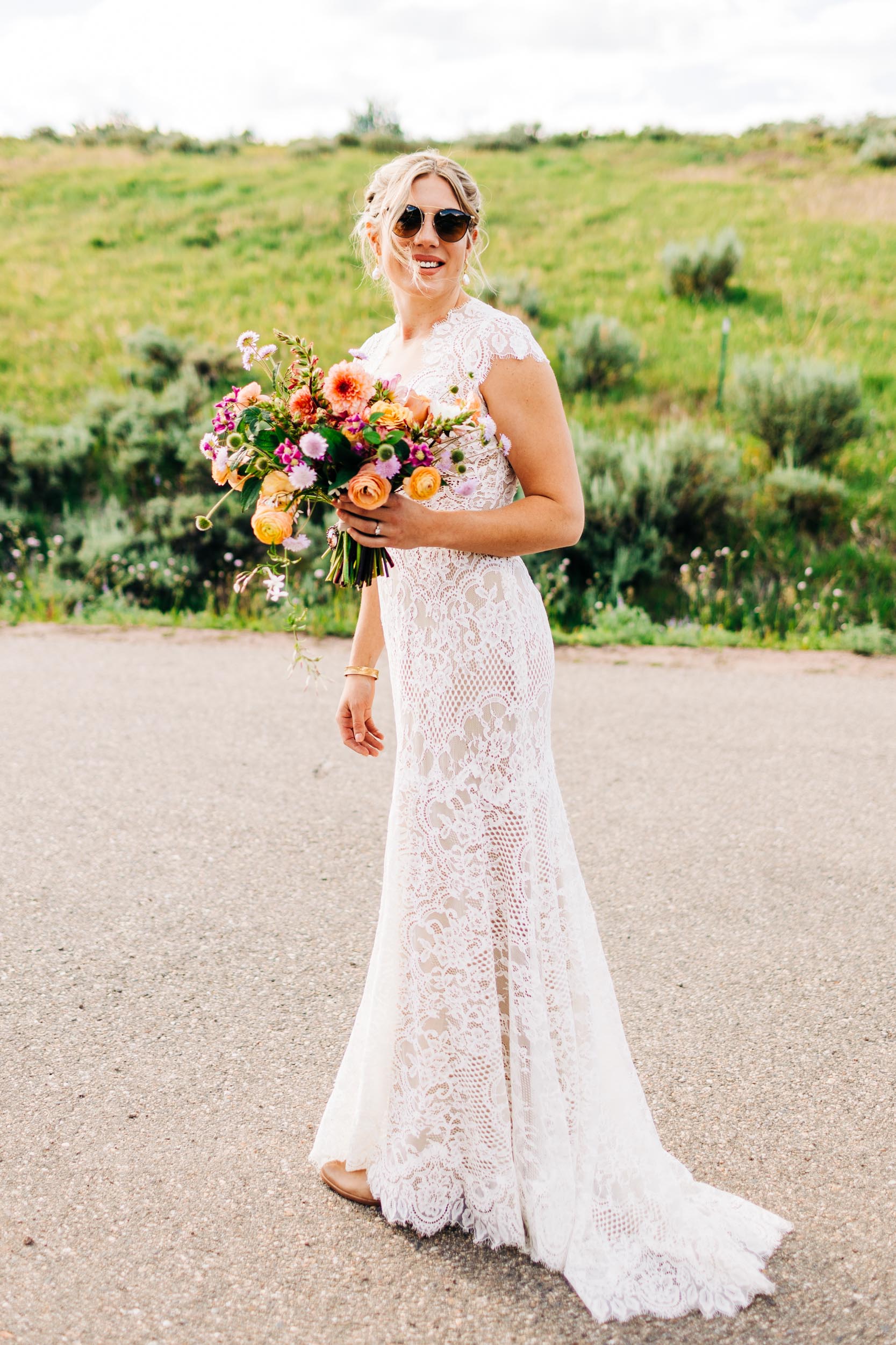 Bride walking to ceremony in Steamboat Springs by Shea McGrath Photography Colorado Wedding Photographer