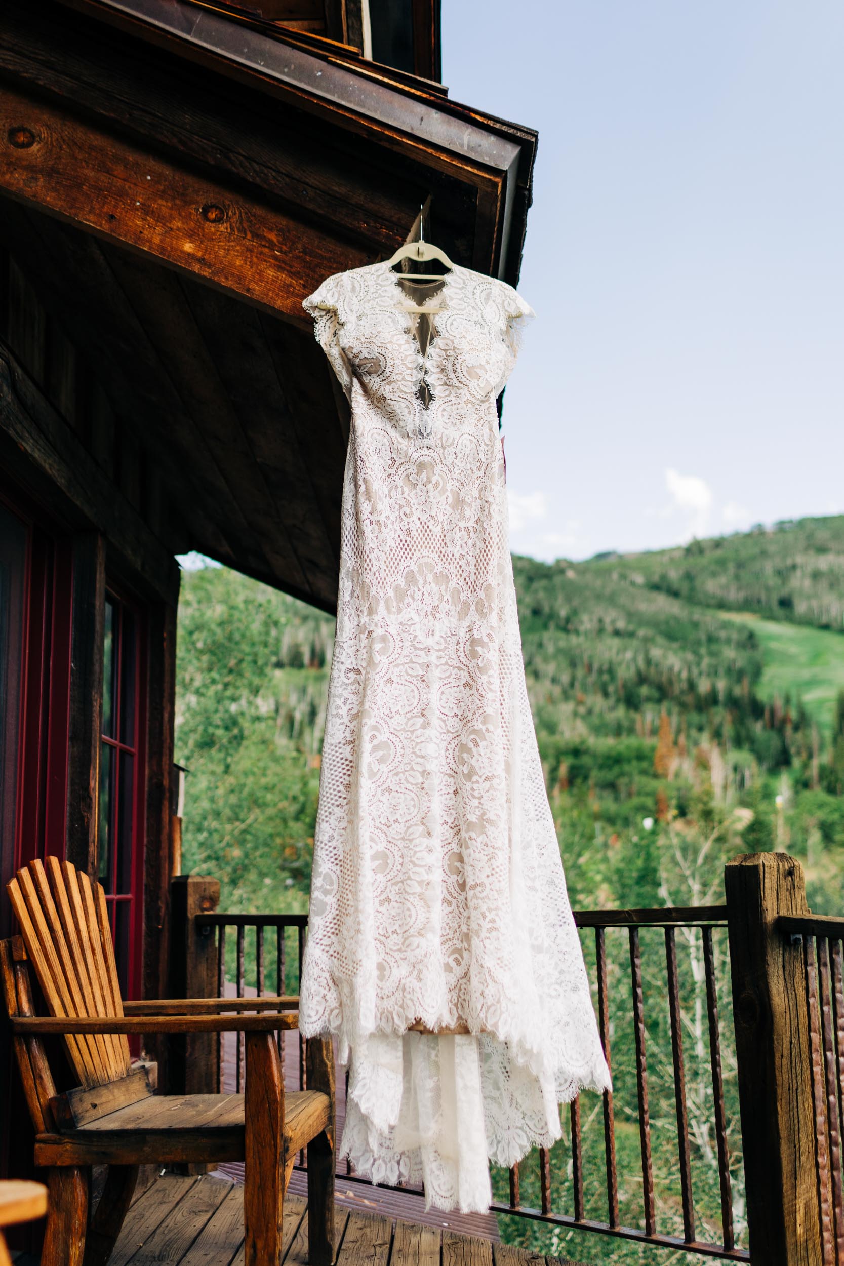 Wedding dress photo in the mountain by Shea McGrath Photography Colorado Wedding Photographer