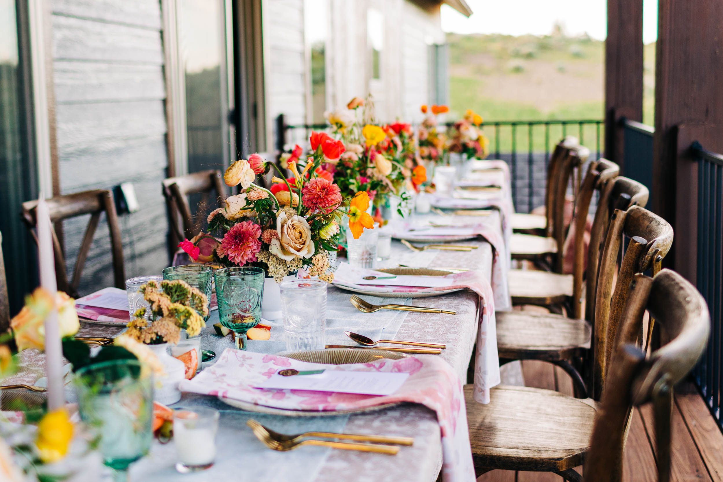 Colorful summer backyard intimate wedding in Steamboat Springs Colorado