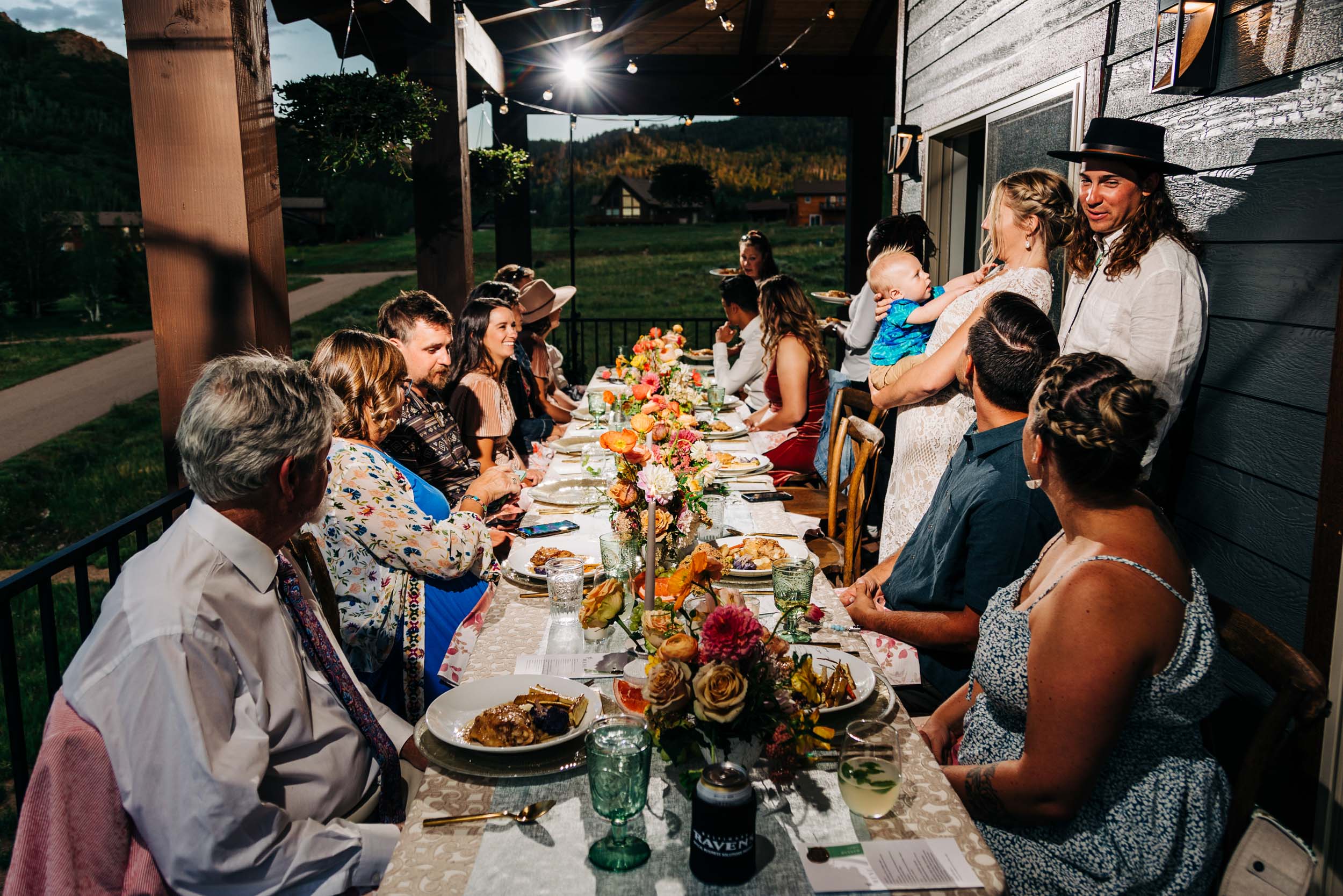 Intimate Steamboat Springs wedding photos backyard dinner