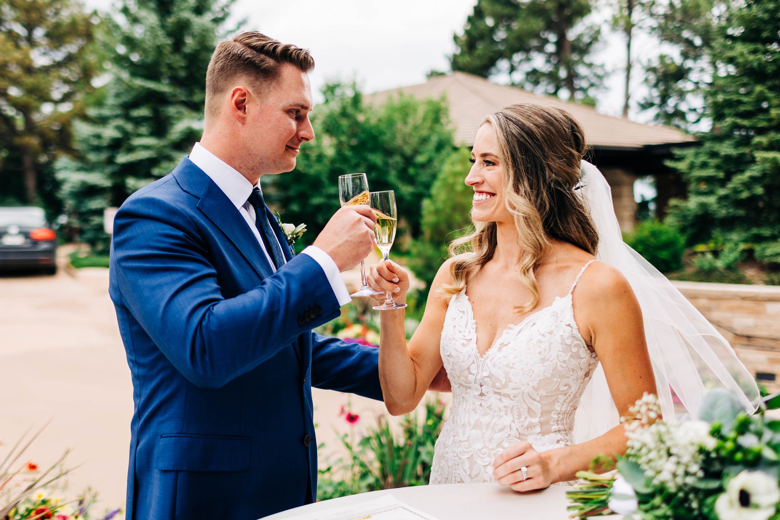 champagne toast after wedding ceremony