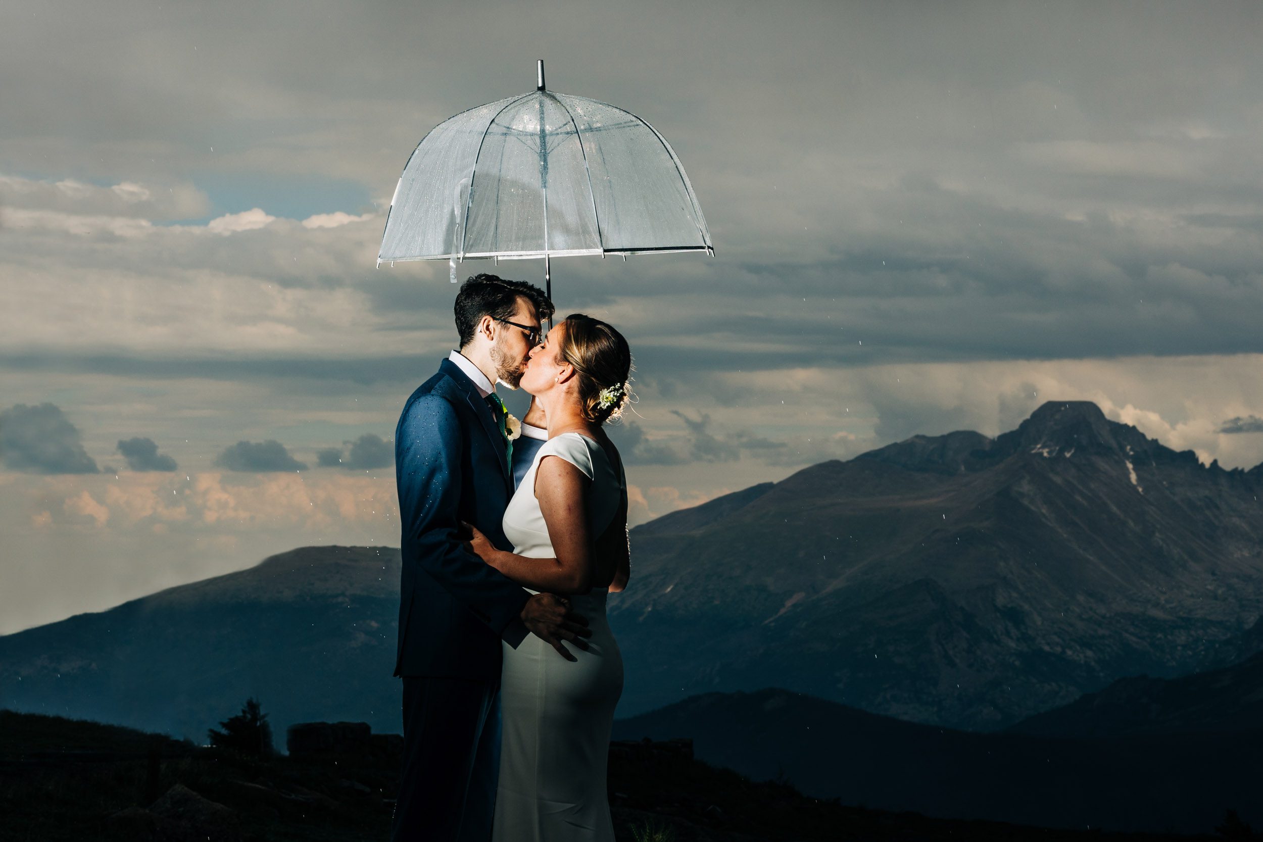 RMNP rainy wedding photo